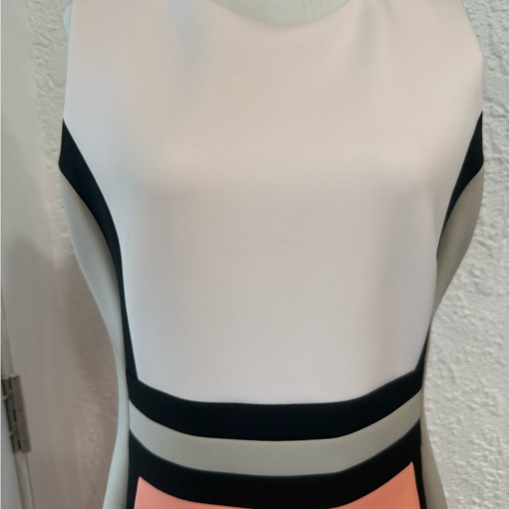 Calvin Klein Peach and Cream Colorblock Midi Dress - Picture 6 of 6